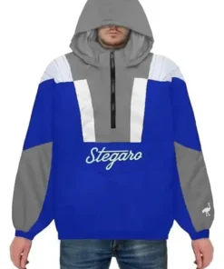Stegaro Blue And Grey Half Zip-Up Jacket
