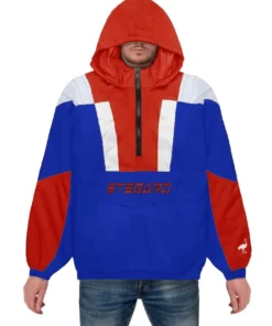 Stegaro Blue And Red Half Zip-Up Jacket