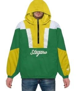 Stegaro Green And Yellow Half Zip-Up Jacket