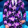 Thanksgiving Galaxy Print Purple Suit