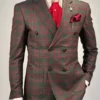 Thanksgiving Maroon and Green Plaid Suit