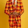 Thanksgiving Orange Plaid Suit For Men