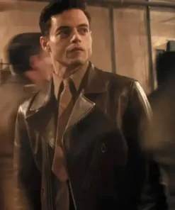 The Amateur Rami Malek Leather Brown Jacket