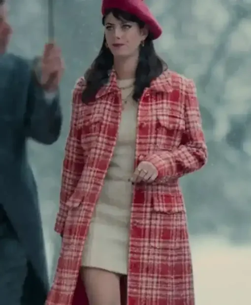 The Gentlemen Kaya Scodelario Red And White Wool Coat