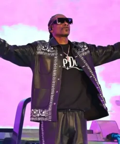 Times Square Fortnite Snoop Dogg Black Leather Jacket