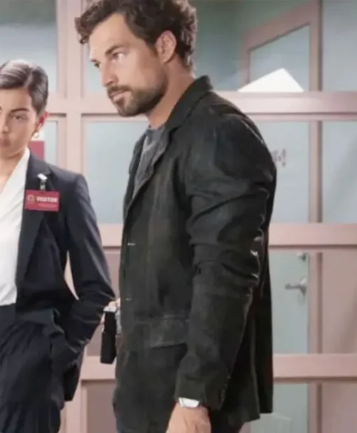 Wild Cards 2024 Cole Ellis Black Leather Blazer For Men