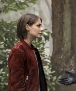 Willa Holland Tv Series Arrow Season 5 Thea Queen Red Suede Jacket