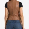 Women Fringe Brown Leather Vest