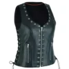 Women Motorcycle Black Leather Vest