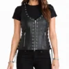 Motorcycle Black Leather Vest for Women