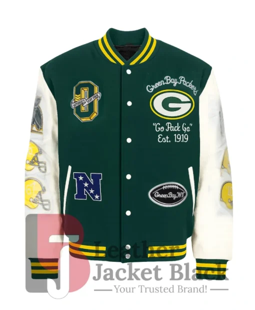 Buy Now OVO Green Bay Packers Green & White Letterman Varsity Jacket For Unisex