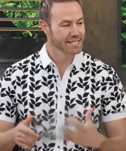 Access Daily 2025 Paul Zahn Black And White Leaf Print Shirt