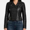 Andrea Black Biker Leather Jacket Women