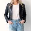 Andrea Black Biker Leather Jacket Women