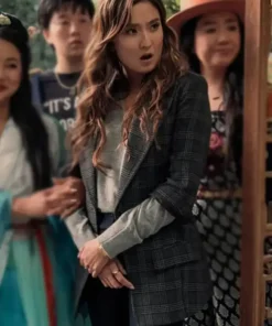 Ashley Park Joy Ride 2023 Audrey Checkered Black Blazer