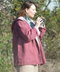 Ava Bartlett TV Series Based on a True Story 2023 Kaley Cuoco Cotton Hooded Maroon Jacket
