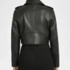 Ava Women’s Moto Cropped Biker Leather Jacket For Sale
