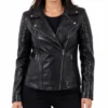 Shop Isabella Women Black Leather Biker Jacket