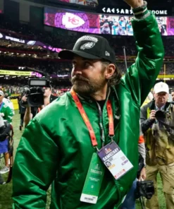 Buy Now Bradley Cooper Super Bowl LIX Eagles Green Varsity Jacket For Unisex