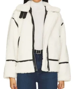 Buy Now Christina In The Country Season 02 Christina Hall White Sherpa Leather Trim Jacket For Unisex