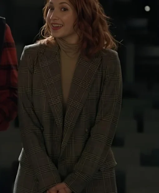 Buy Now Emily Tennant Movie The Wish Swap 2025 Casey Grey Plaid Coat For Unisex
