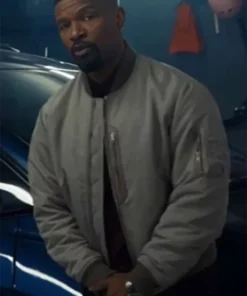 Buy Now Jamie Foxx Back in Action 2025 Matt Grey Bomber Jacket For Men And Women