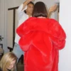 Buy Now London Event Selena Gomez Red Fur Coat For Men And Women