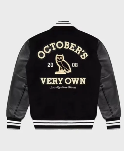 Buy Now October’s Very Own Collegiate Black Varsity Jacket For Men And Women