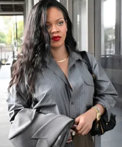Buy Now Rihanna 2025 Pinstripe Grey Shirt For Men And Women
