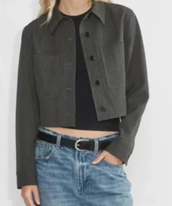 Buy Now Sadie Laflamme-Snow TV-Series The Way Home Season 03 Alice Dhawan Grey Cropped Jacket For Unisex
