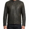 David Distressed Leather Motorcycle Jacket For Mens