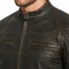 David Distressed Leather Motorcycle Jacket Mens
