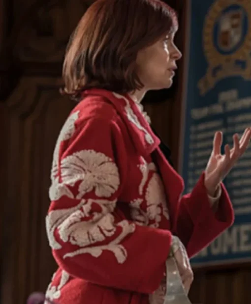Elsbeth S02 Carrie Preston Red Embroidered Long Coat