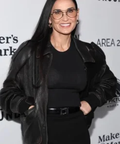 Emilia Perez 2024 Demi Moore Black Leather Jacket