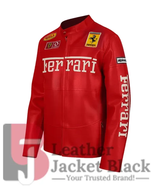 Ferrari Motorcycle Racing Red Leather Jacket