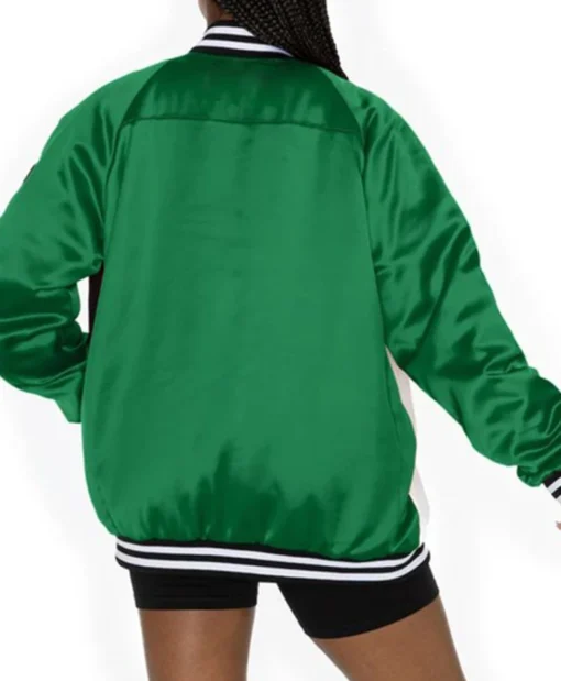 Get it The View 2025 Sunny Hostin Eagles Embellished Letterman Varsity Jacket
