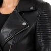 Isabella Black Leather Biker Jacket For Womens