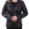 Isabella Women Black Leather Biker Jacket