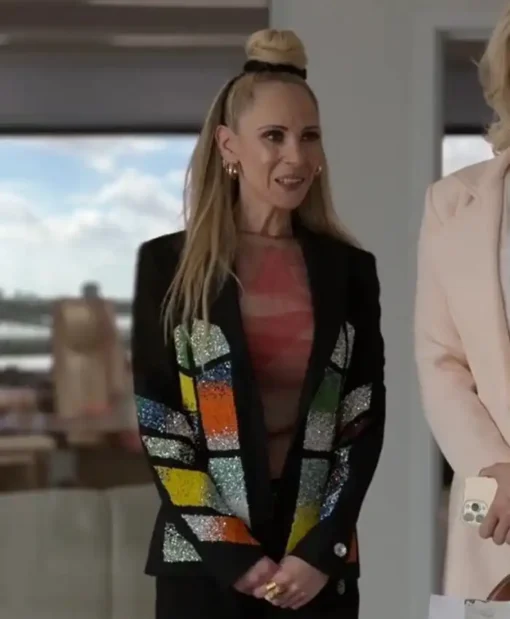 Keeley Jones TV Series Ted Lasso Season 3 Juno Temple Beaded Wool Printed Blazer