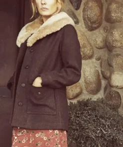Kelly Reilly Yellowstone Season 02 Beth Dutton Brown Womens Long Fur Collar Coat Jacket