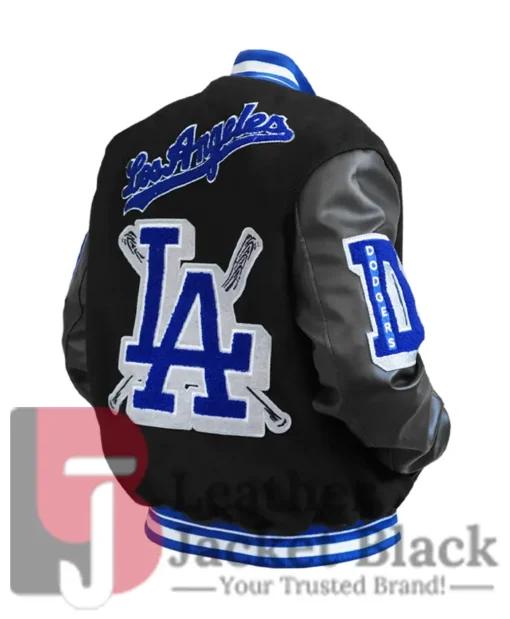 Magic Johnson Dodgers Black Letterman Varsity Jacket