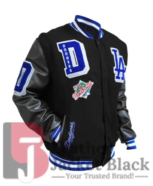 Magic Johnson Dodgers Black Varsity Letterman Jacket