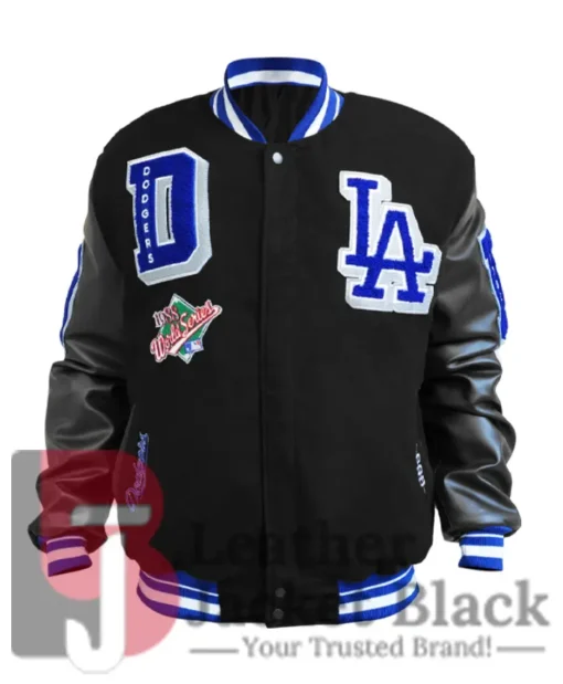 Magic Johnson Dodgers Letterman Black Varsity Jacket