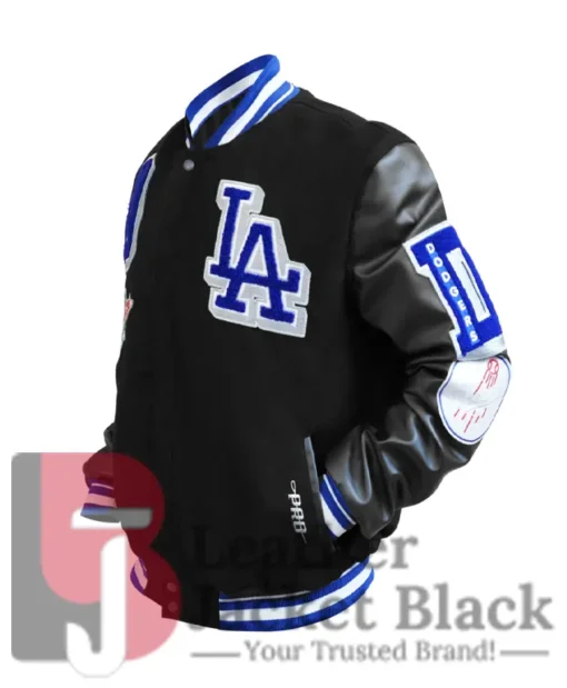 Magic Johnson Dodgers Varsity Letterman Black Jacket