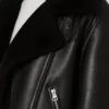 Mia Black Shearling Leather Jacket Women