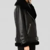 Mia Black Shearling Leather Jacket Womens
