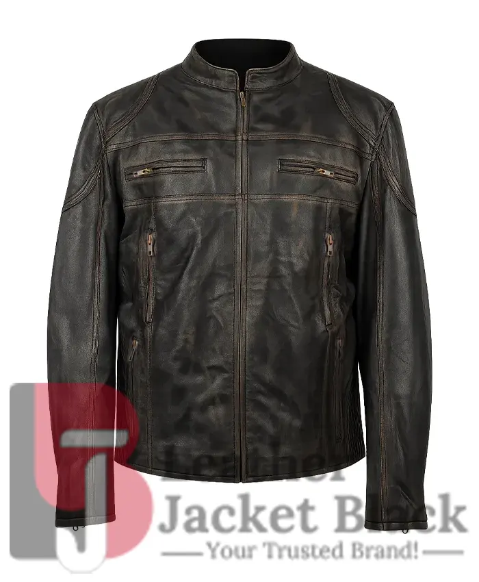 Motorcycle Men's David Distressed Leather Jacket
