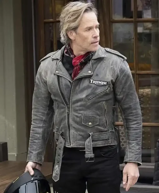 Neighbours Guy Pearce Leather Grey Jacket