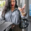 Rihanna Pinstripe Grey Shirt