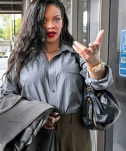 Rihanna Pinstripe Grey Shirt